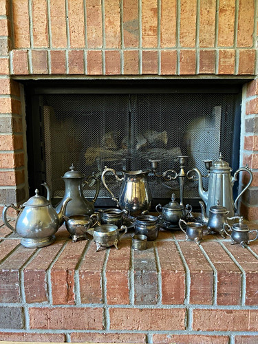 Pewter silver plate - pewter, tea