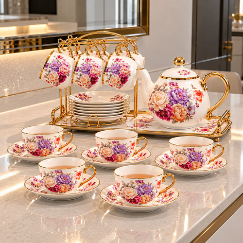 Floral pattern porcelain tea - porcelain,