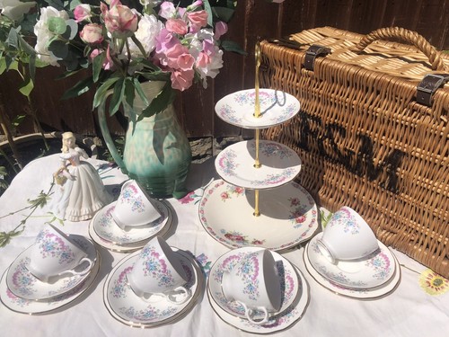 Vintage pink pale blue tea - vintage,