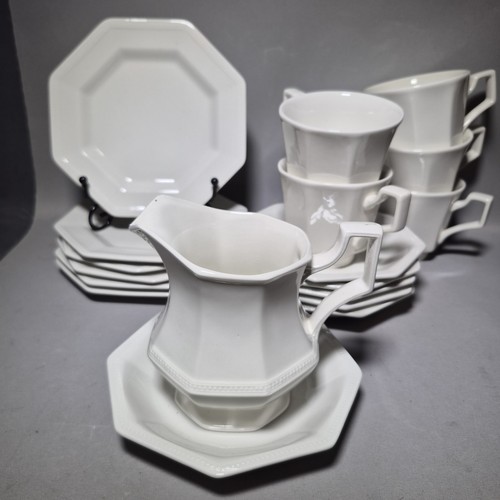 18pc white octagonal tea - 18pc, set
